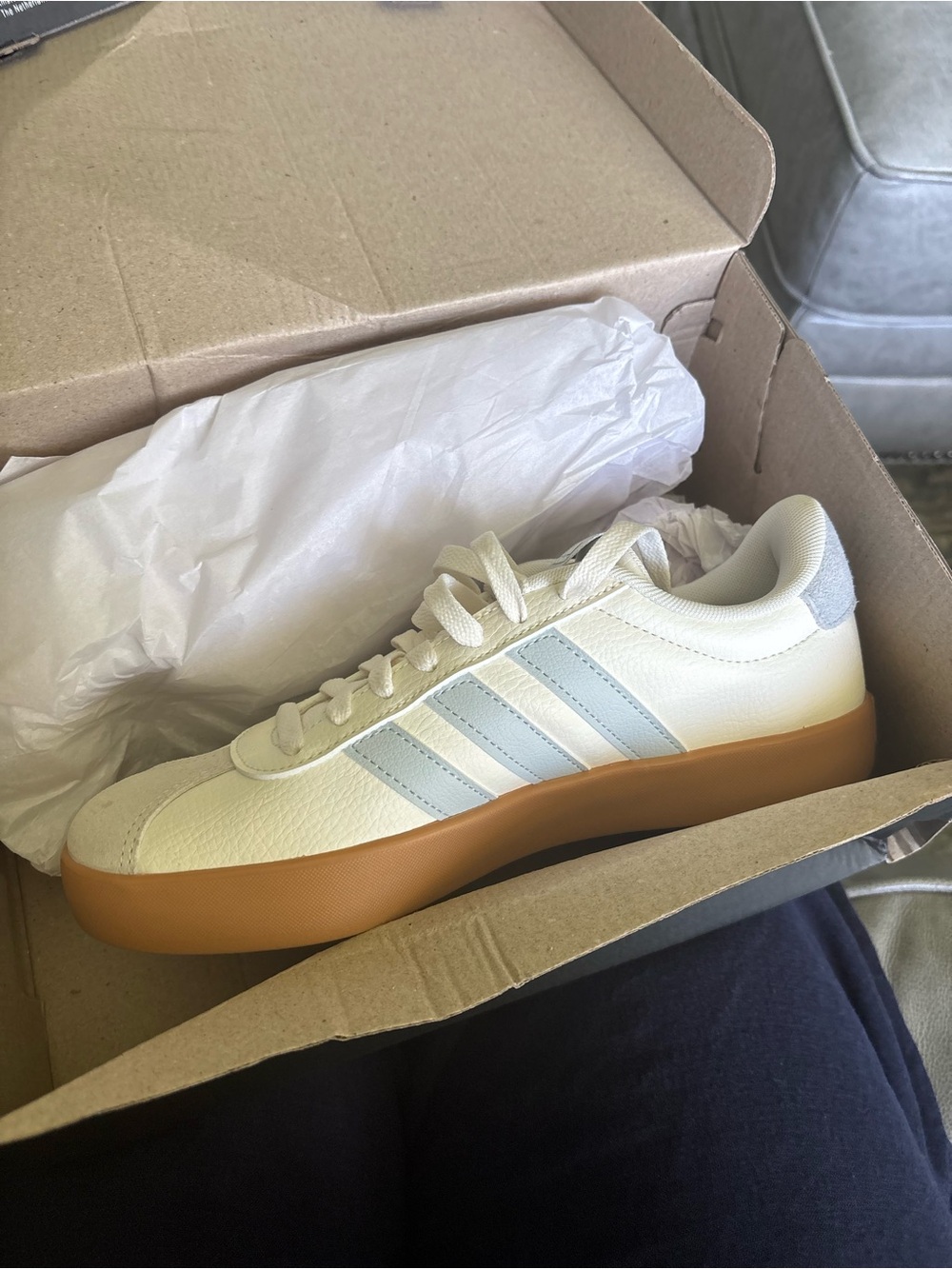 NWT Adidas VL Court 3.0 White Halo Blue Gum W